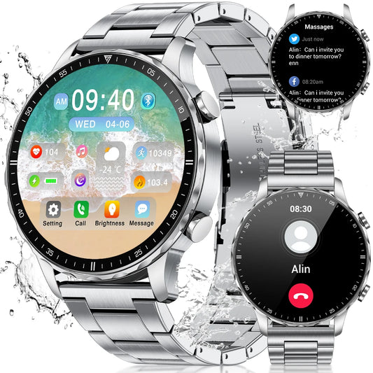 Herren und Damen Smartwatch mit IP68 wasserdichter Funktion und Bluetooth-Anruf