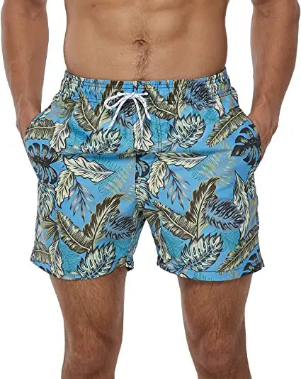 Herren-Badeshorts mit Farbverlauf, schnelltrocknend, mit Reißverschlusstaschen und Mesh-Futter – modische Schwimmshorts für den Strand