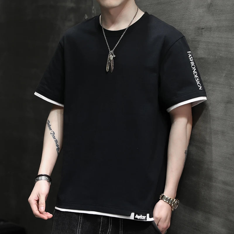 Herren T-Shirt aus 100 Prozent Baumwolle im einfarbigen Hip-Hop-Stil