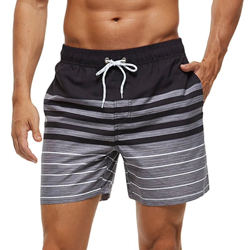 Herren-Badeshorts mit Farbverlauf, schnelltrocknend, mit Reißverschlusstaschen und Mesh-Futter – modische Schwimmshorts für den Strand