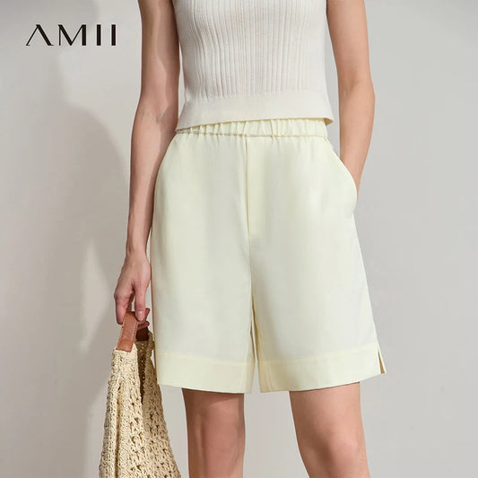 Damen Shorts im minimalistischen Stil mit elastischem Bund und weitem Bein