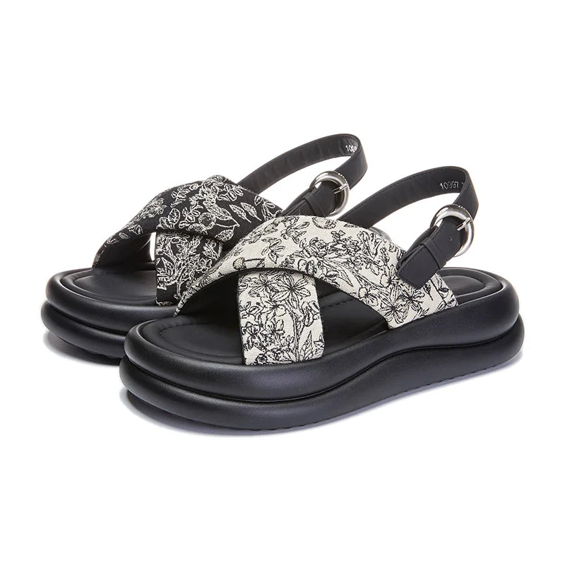 Damen Plattform Sandalen Ein-Riemen Rutschfest