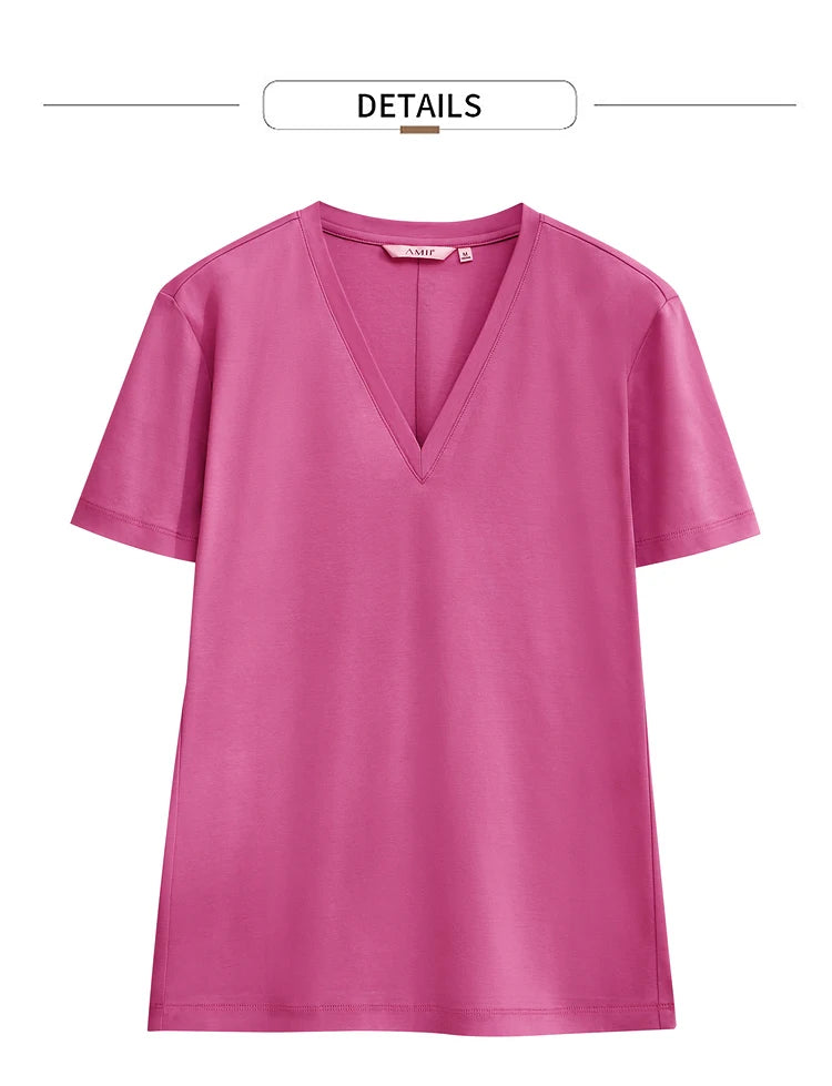 Damen Tops im Minimalismus-Stil mit V-Ausschnitt und kurzen Ärmeln