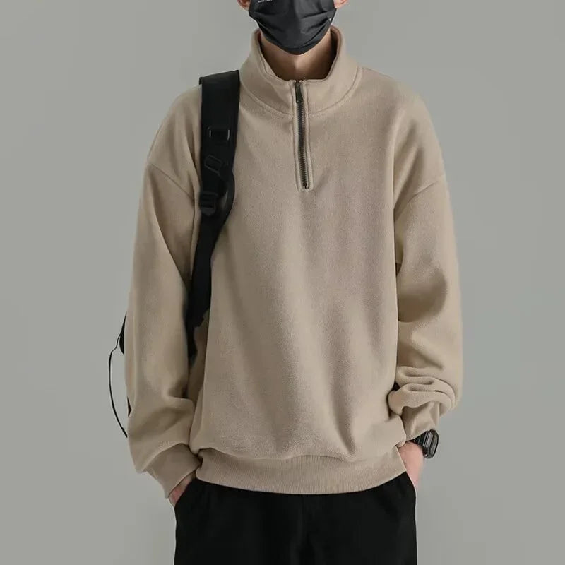 Herren Sweatshirt aus Polar Fleece im Y2K Vintage Stil mit Rollkragen