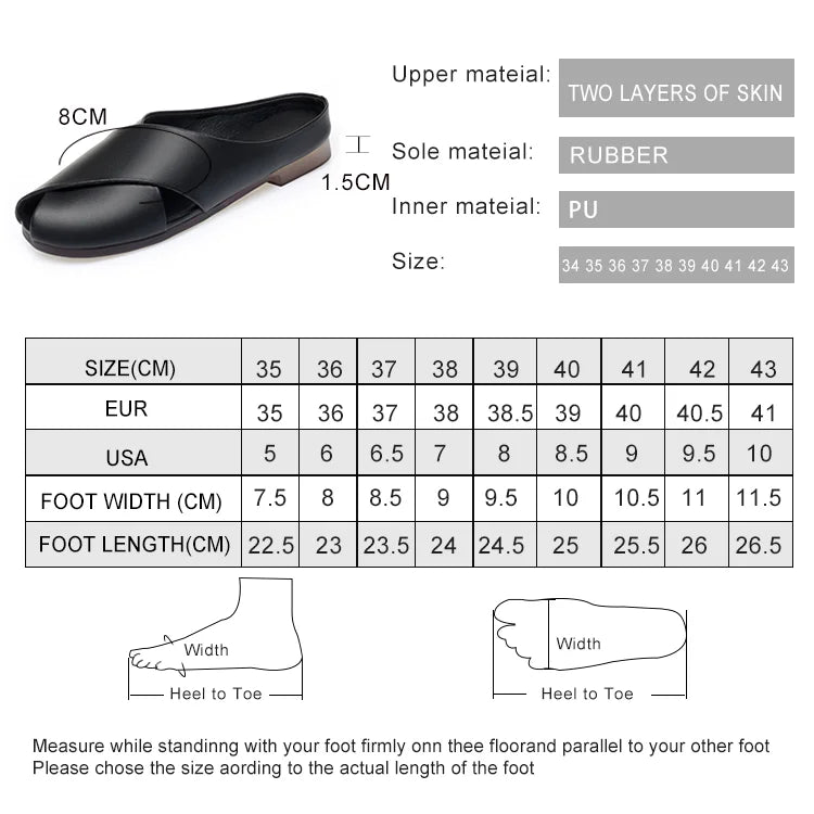 AIYUQI Hausschuhe Frauen Sommer Oberbekleidung Neue Echtes Leder Closed Toe Frauen Hausschuhe Große Größe Nicht-slip Hausschuhe Für frauen