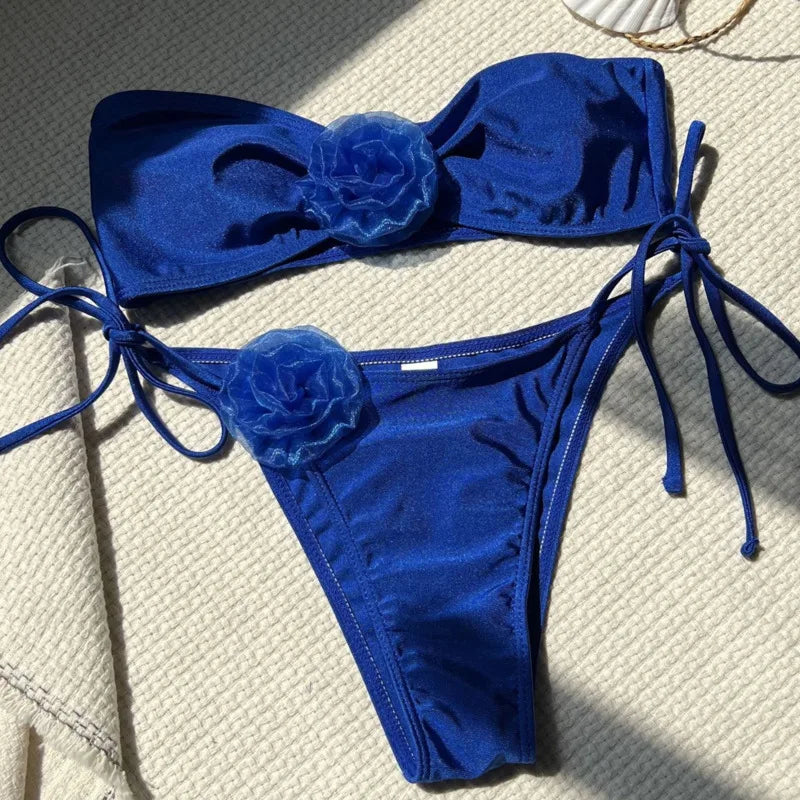Sexy Bikini-Set mit Push-up-Effekt – Solides Design für Strand und Pool