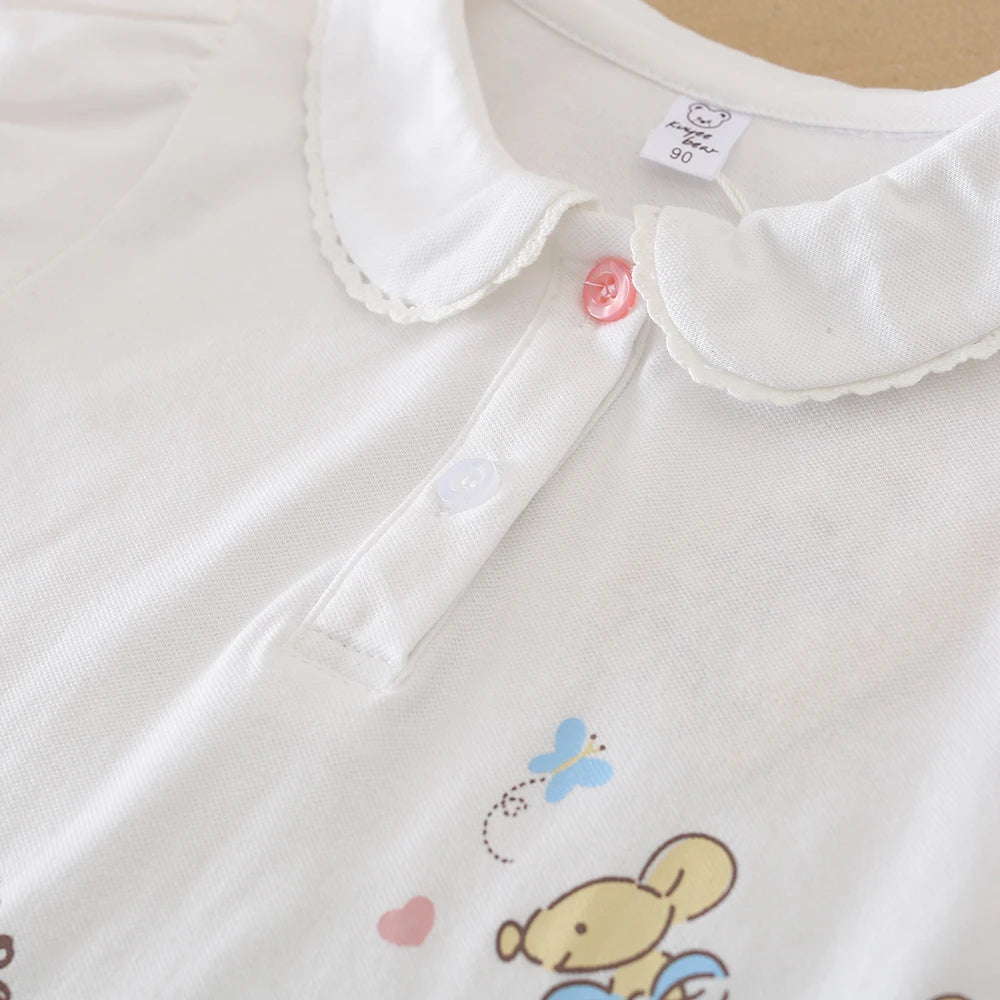 Mädchen-Shirt 2025, neues Kinder-Baby-Kurzarm-Top, junge Mädchen, niedliche Baumwollkleidung für Kinder im Alter von 2 bis 6 Jahren