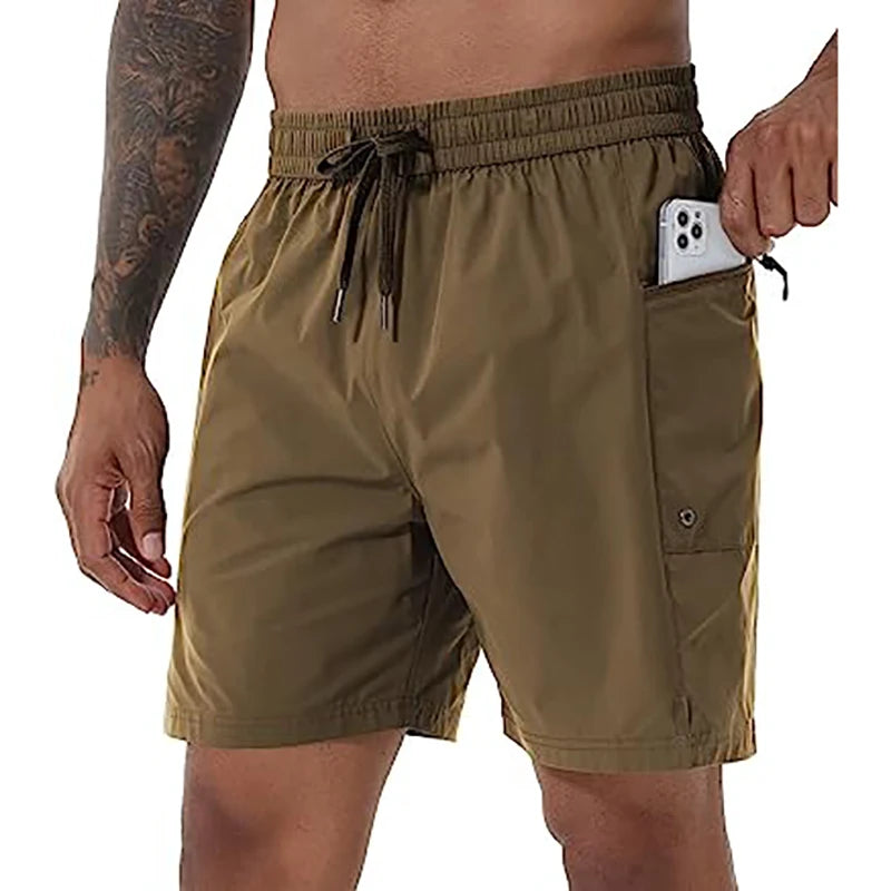 Herren-Badeshorts mit elastischem Bund, Reißverschlusstaschen und Mesh-Futter – schnelltrocknend für den Strand