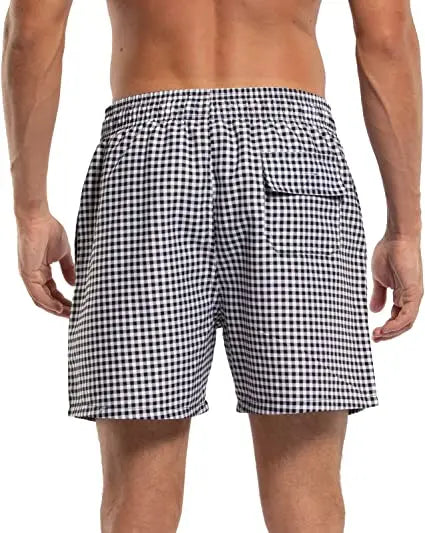 Herren-Badeshorts mit Farbverlauf, schnelltrocknend, mit Reißverschlusstaschen und Mesh-Futter – modische Schwimmshorts für den Strand
