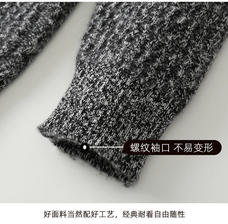 2025 Herbst und Winter Pullover aus reiner Wolle für Herren, neue Strickjacke mit Reißverschluss, Mantel, halb Stehkragen, lockeres Freizeithemd, AB-Farbstrickwaren