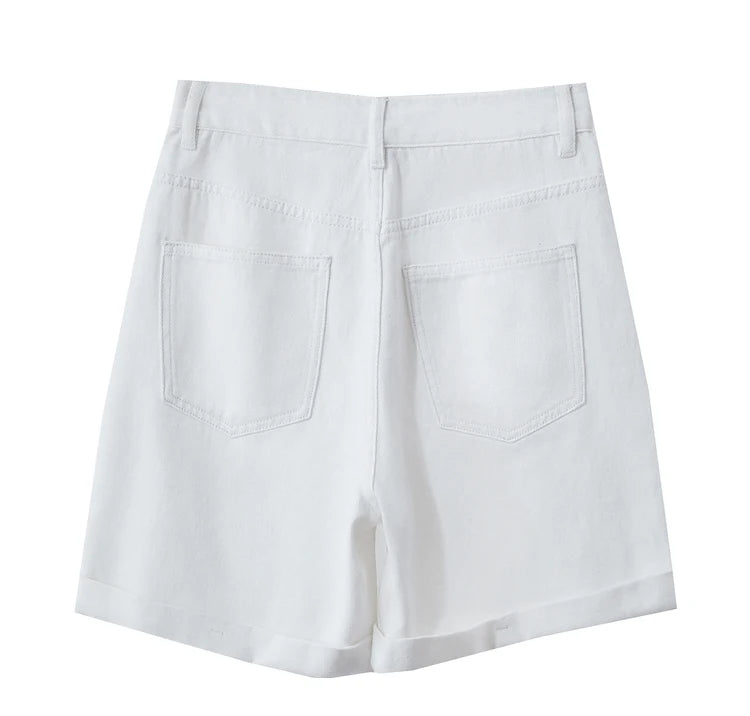 Minimalismus Baumwoll Jeans – Vintage Retro Fashion Shorts für Frauen