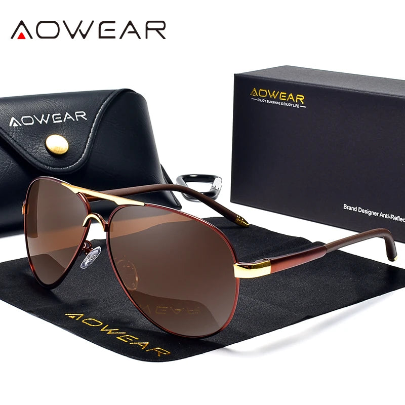 AOWEAR männer Luftfahrt Sonnenbrille Männer Polarisierte Spiegel Sonnenbrille für Mann HD Fahren Pilot Sonnenbrille lunettes de soleil homme
