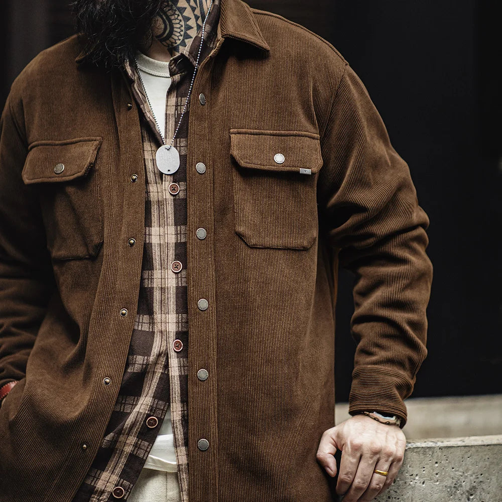 Herren Jacke im Vintage-Stil aus schwerem Strick mit Taschen