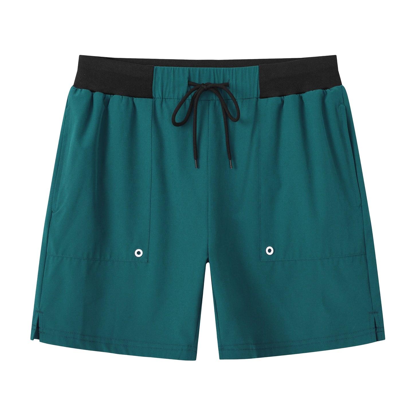 Sommerliche Herren-Badeshorts mit Camouflage-Streifen, schnelltrocknend, mit Reißverschlusstaschen und Mesh-Futter – ideal für Strand und Surfen.