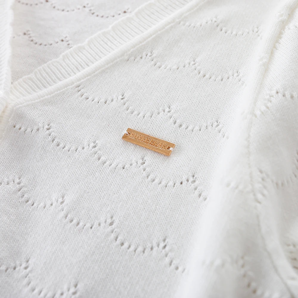 Kinder Sommerkleid ung Mädchen leichte Strickjacke Pullover Knöpfe Langarm lässig gestrickt dünne atmungsaktive Outwear