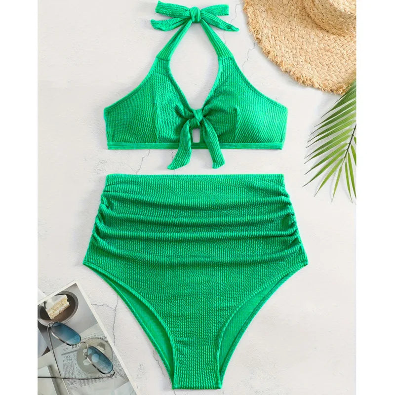 Schwarzer Sexy Tanga-Bikini für Damen in Unifarbe – Brasilianisches Badeanzug-Set für Strand und Pool