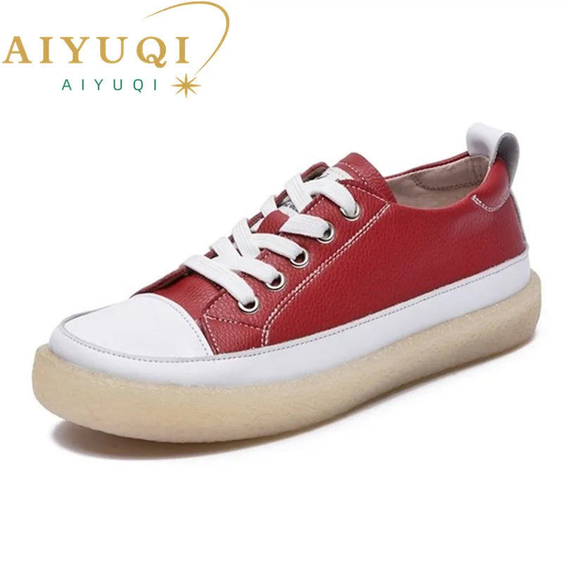 AIYUQI Damen Spring Shoes Leder Wasserdicht Flach