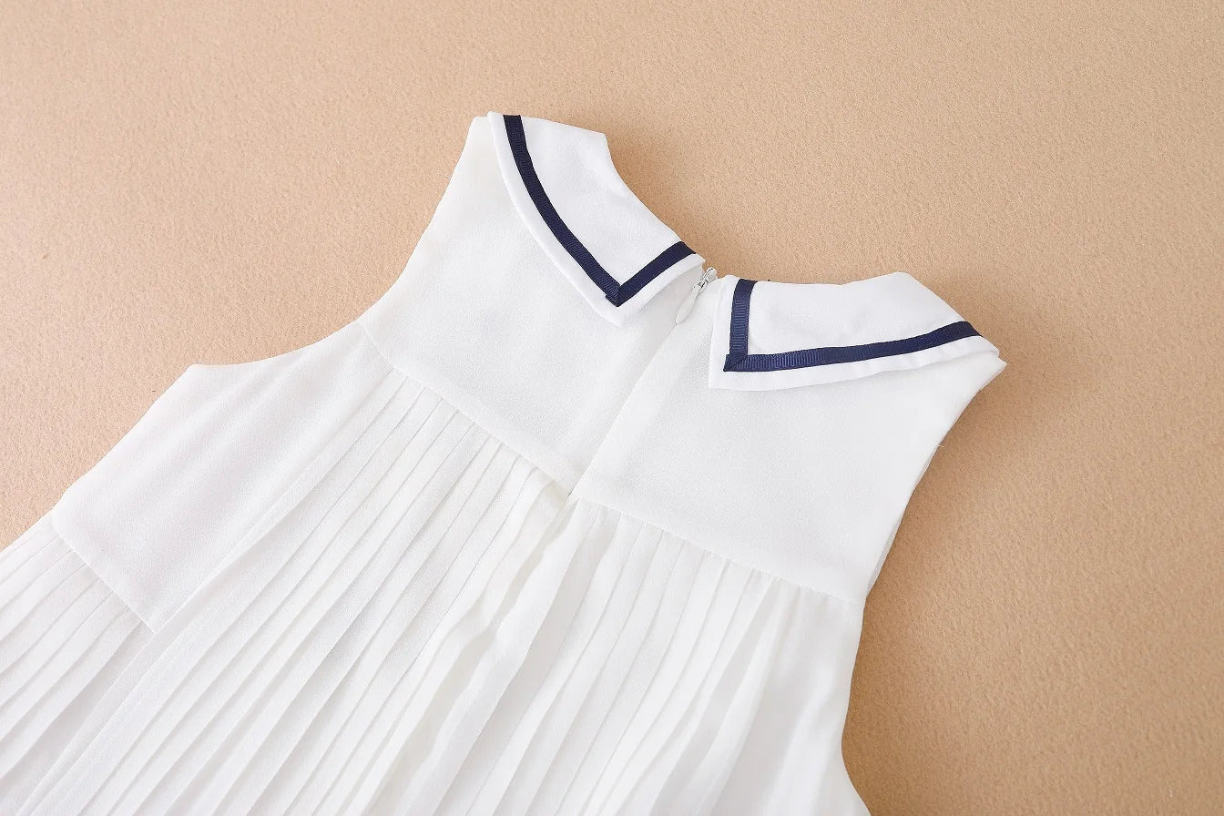 Mädchen Kleider Ärmellose Sommer Chiffon Plissee Kleidung Kinder Kleider Baby Mädchen Einteiliges Kleid