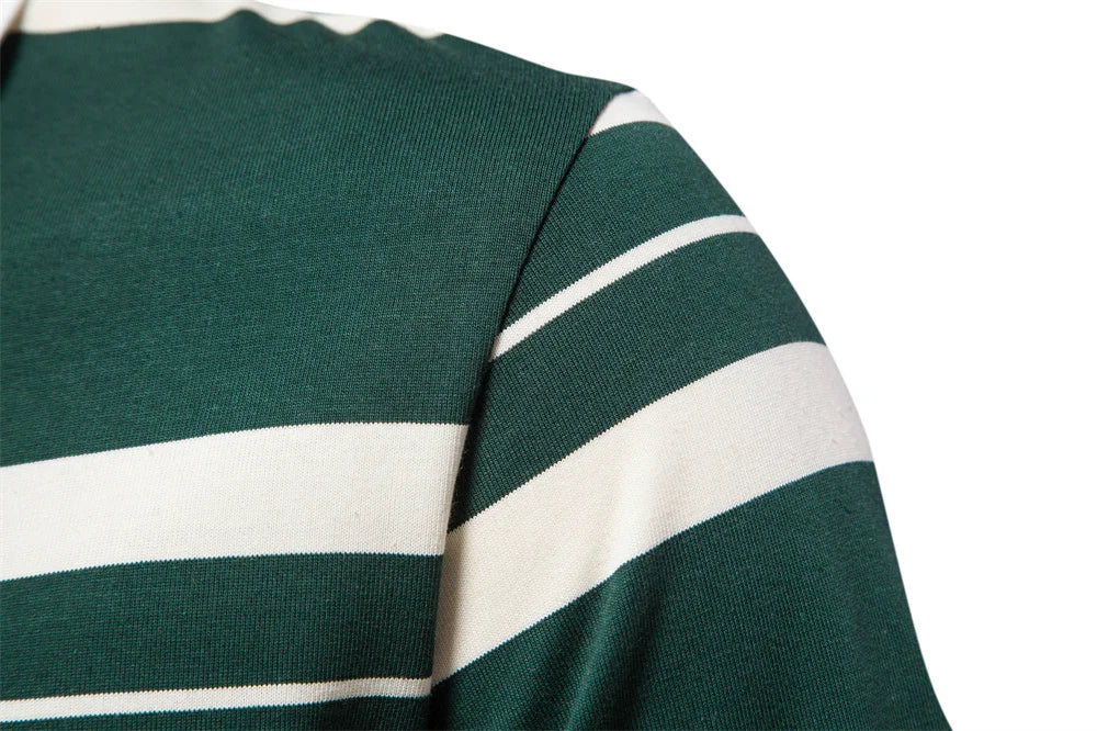 Herren Langarm Polo Shirt aus Baumwolle mit gestreiftem Reißverschluss