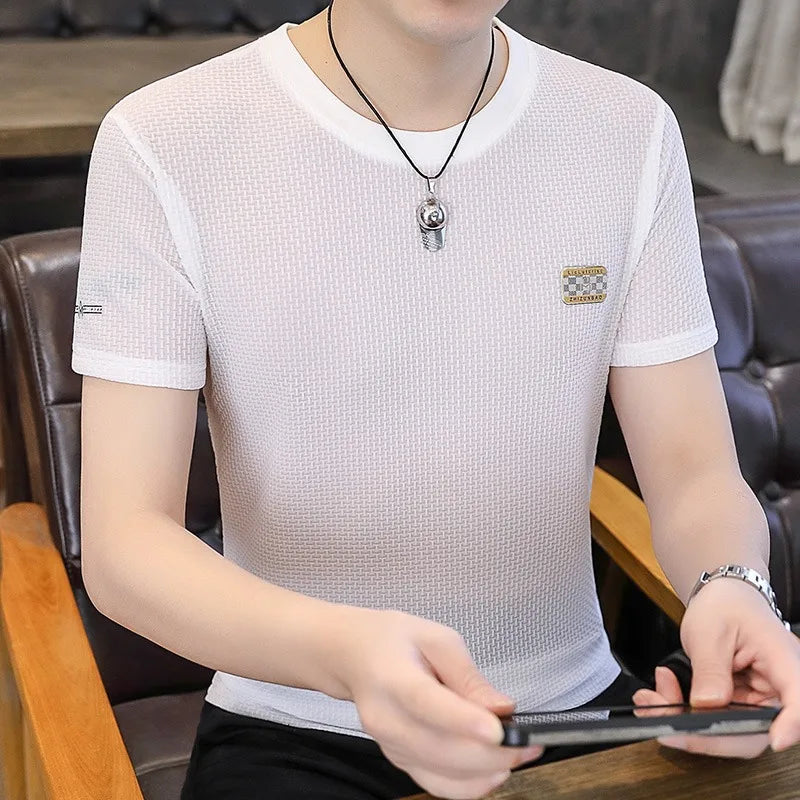Herren T-Shirt aus mercerisierter Baumwolle mit kurzem Arm und Rundhalsausschnitt