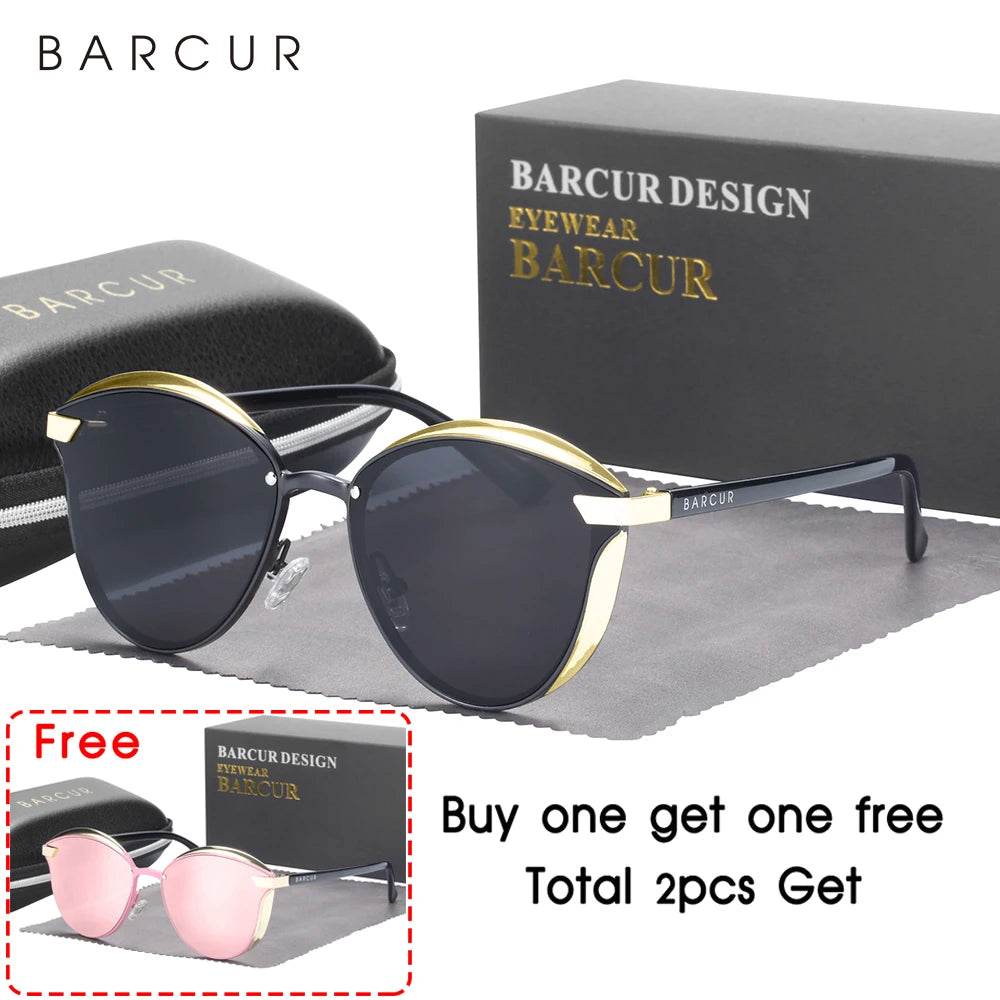 Damen-Sonnenbrille rund Katze Farbverlauf polarisiert UV400 B