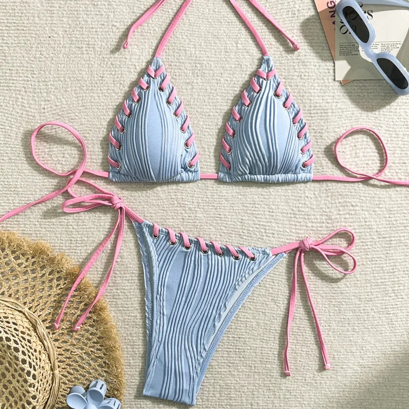 Weißer Push-Up-Bikini im brasilianischen Stil für Damen – ideal für Strand und Pool