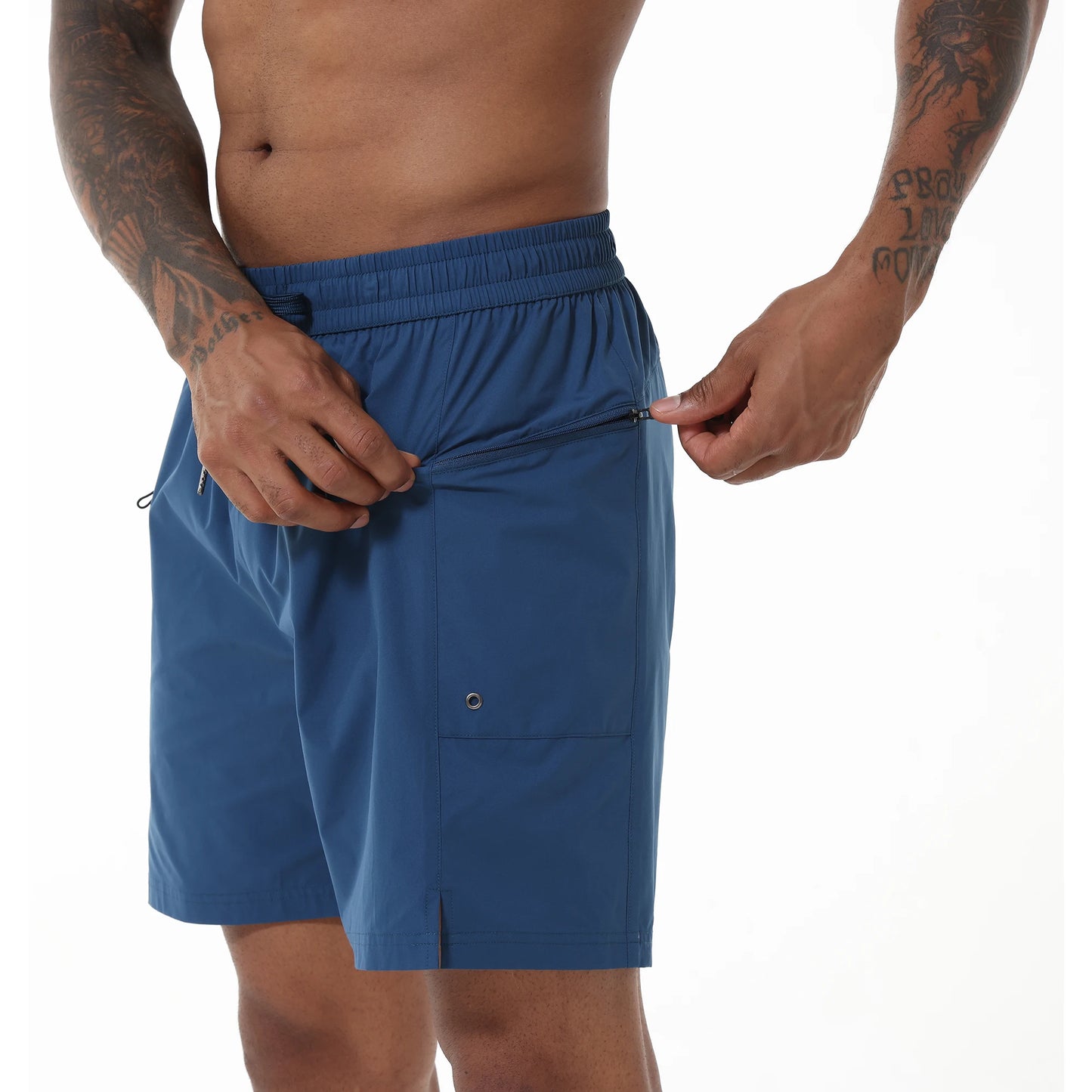 Herren-Badeshorts mit elastischem Bund, Reißverschlusstaschen und Mesh-Futter – schnelltrocknend für den Strand