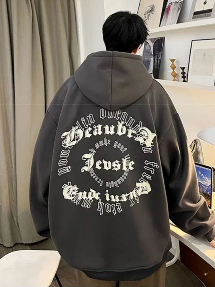 Herren Y2K Hoodie im Hip Hop Stil mit Kapuze und Taschen