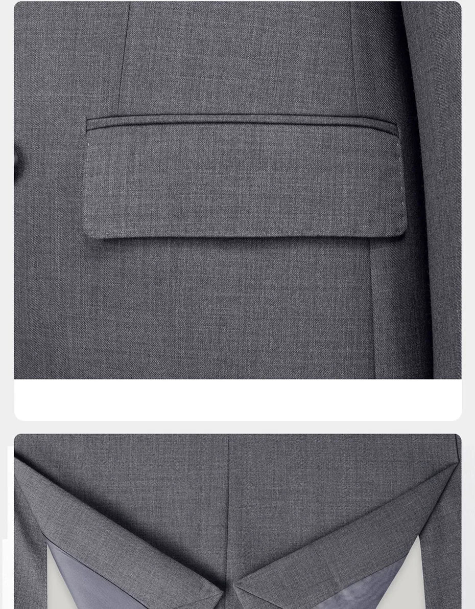 Eleganter Herrenanzug aus 30% Wolle: Grauer Slim-Fit Doppelreiher für Hochzeit & Business