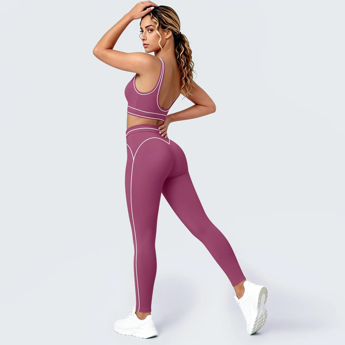 Damen Yoga Sportset Rückenfreier BH Schnell Trocknend Atmungsaktiv