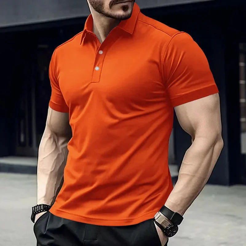 Herren-Poloshirt mit Brusttasche und kurzen Ärmeln in einfarbigem Design – ideal für den Sommer