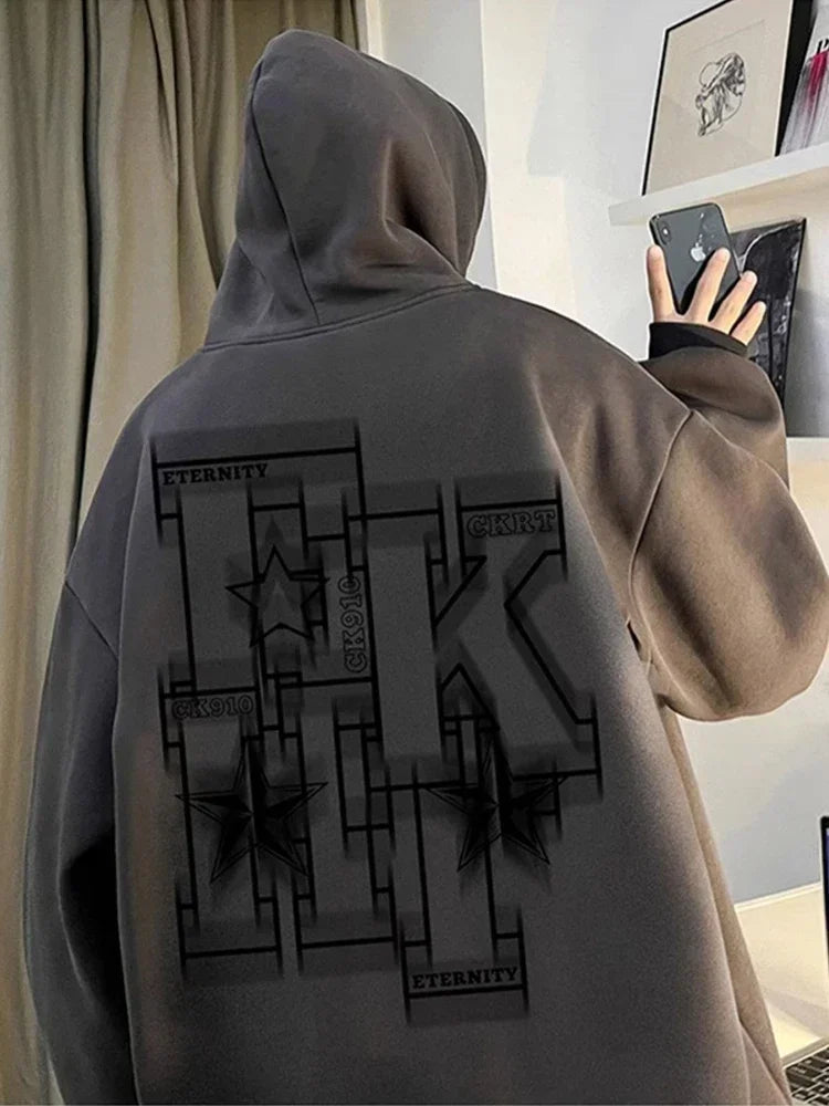 Herren Übergroße Hip Hop Hoodies mit Kapuze und Brief-Druck für Herbst