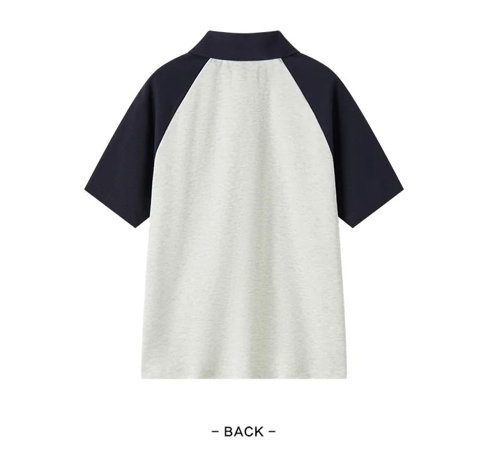 Semir Frauen Polos hirt Sommer neue Farbe Blocking Schulter fallende Ärmel American Retro Top strukturierte Kleidung Trend