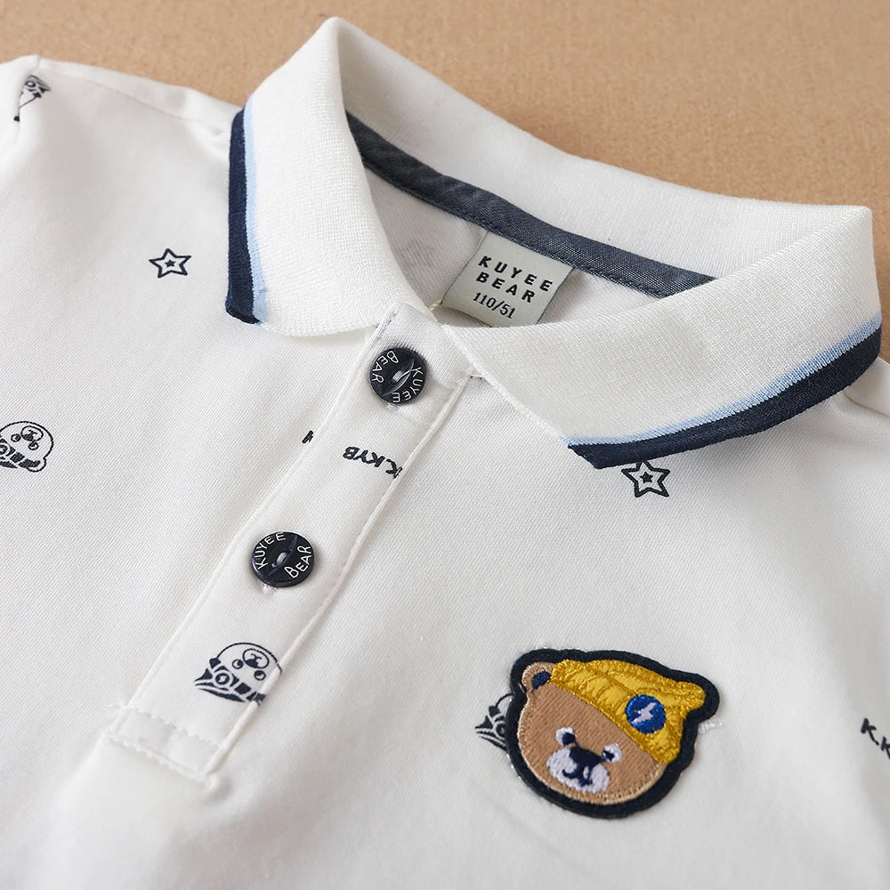 Jungen Polos hirt neue hochwertige Baumwolle Frühling Herbst Langarm Cartoon bestickte Top Kinder Freizeit kleidung