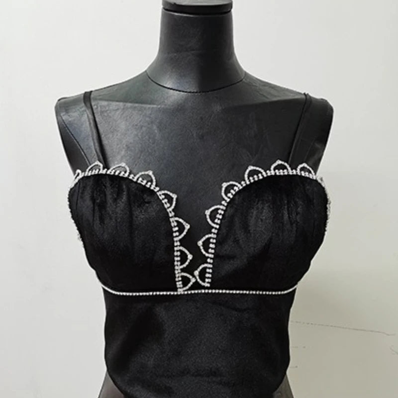 Elegantes Damen-Zweiteiler-Set mit V-Ausschnitt, langen Ärmeln und Perlenverzierung – Patchwork-Top mit Knöpfen und hoch taillierte Hose