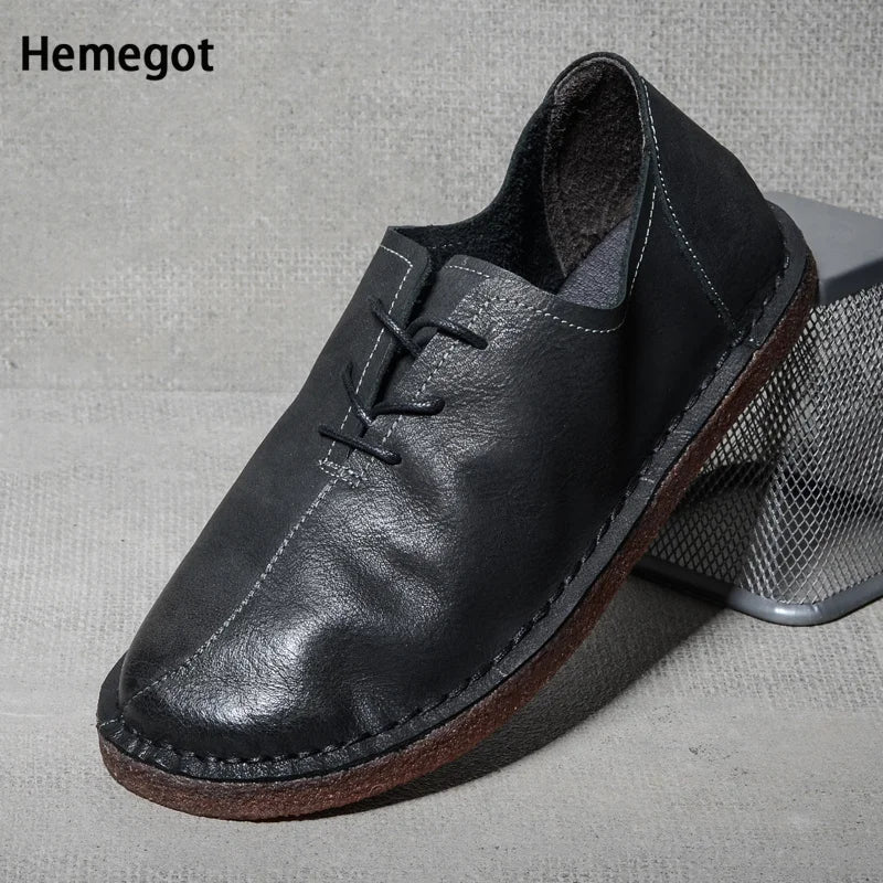 Lederschuh für Herren in Schwarz, Schnürschuh mit brauner Rahmennaht