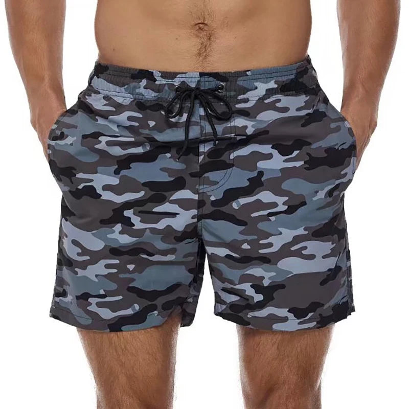 Herren-Badeshorts mit Farbverlauf, schnelltrocknend, mit Reißverschlusstaschen und Mesh-Futter – modische Schwimmshorts für den Strand