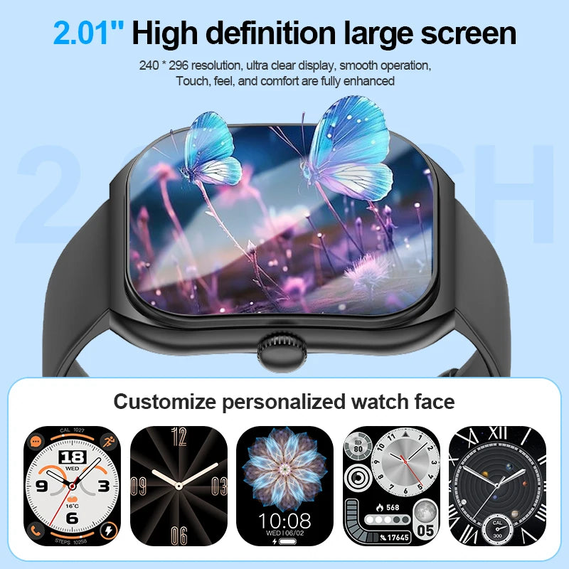 LIGE 2,01 "3D Gebogene Bildschirm Mode Smart Uhr Männer Herz Rate Sport Wasserdichte Bluetooth Anruf Frauen Smartwatch Für Android IOS