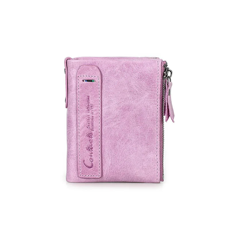Damen Echtleder Geldbörse Bifold Luxus Retro Fotofächer Kartenhalter Reise Geschenk