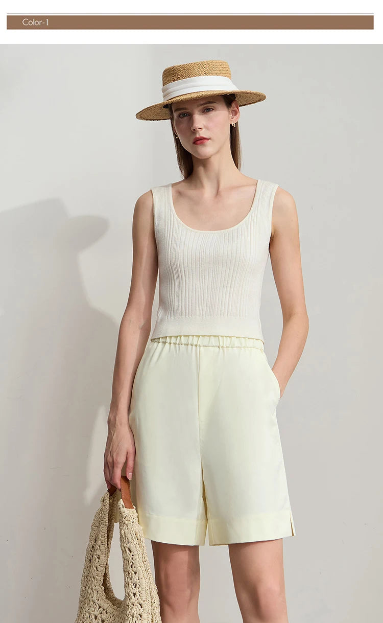 Damen Shorts im minimalistischen Stil mit elastischem Bund und weitem Bein