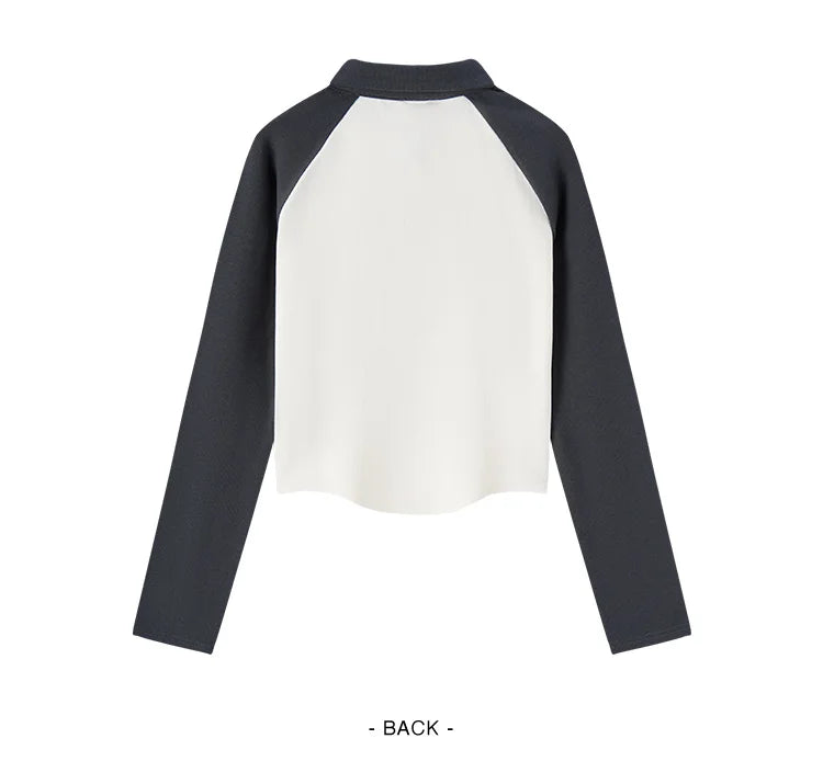 Semir Poloshirt für Damen, kurzer Stil, schmal, farbblockiert, Raglanärmel, 2024, Frühjahr, neues Oberteil mit Buchstabendruck