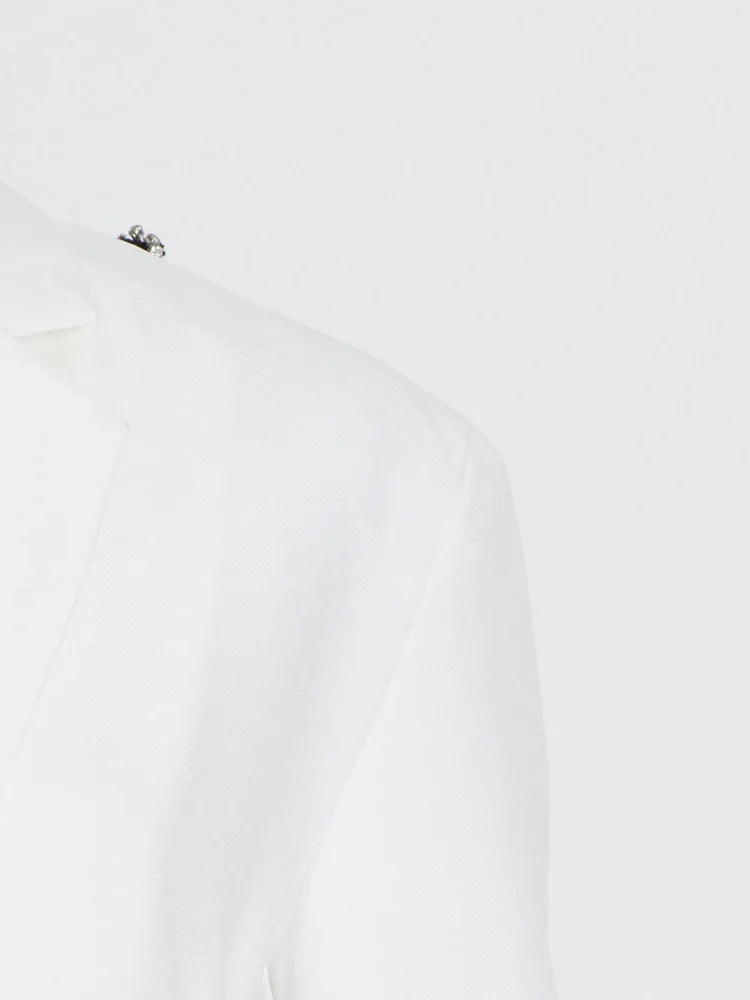 Elegantes Midi-Kleid mit Pailletten und Patchwork, schulterfrei und langärmelig – figurbetontes Design für Damen.