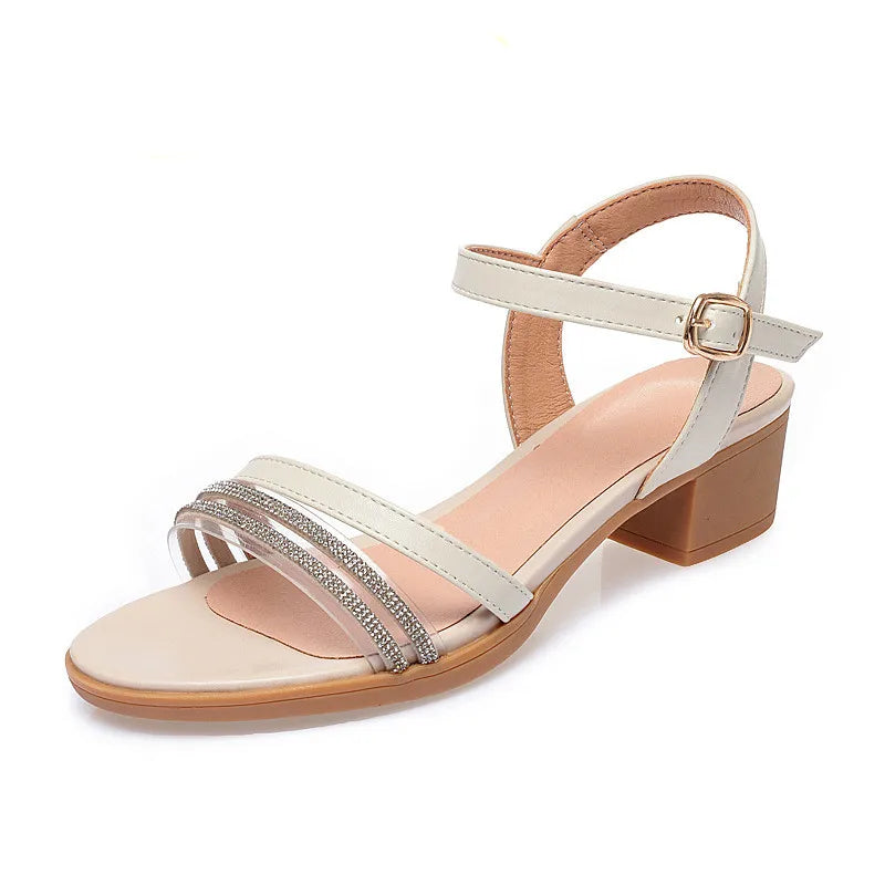 AIYUQI Sandalen Sommer Mädchen Neue Fisch Mund Mode Strass Frauen Sandalen Atmungs Große Größe Frauen Sandalen