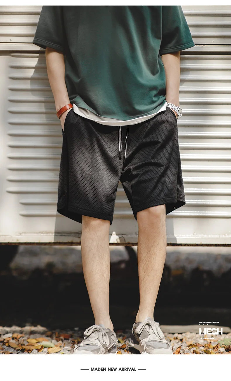 Herren Basketball Shorts aus Mesh für Sommer mit elastischem Bund und Taschen