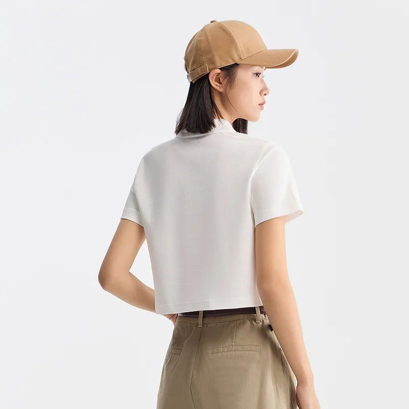 Semir Polo Shirt Frauen kurze Buchstaben Stickerei 2024 Sommer neue anti bakterielle Textur Top Temperament