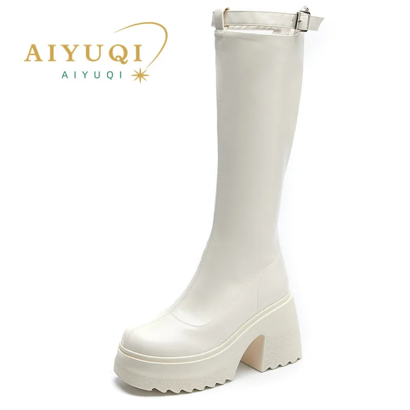 Damen Reiterstiefel im Römischen Stil mit 10 cm hoher Ferse