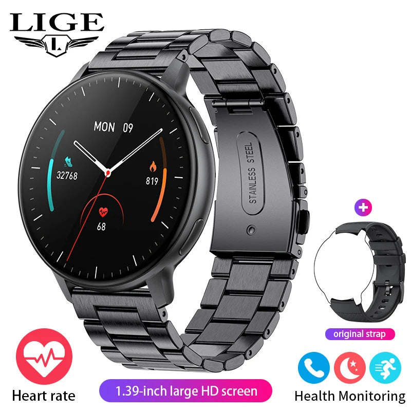 LIGE Neue Smartwatch mit Sprachanruf, 1,39 Zoll HD-Display, Smartwatch, Herzfrequenz-Gesundheitsüberwachung, Sport-Smartwatch für Männer und Frauen 2024