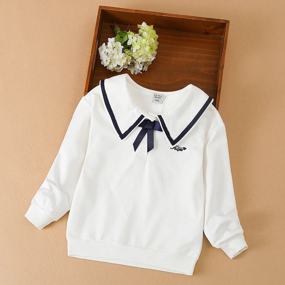 Mädchen Hoodie Schul kleidung Kind Freizeit kleidung Turn-Down-Kragen Pullover Frühling Herbst Mädchen Sweatshirts