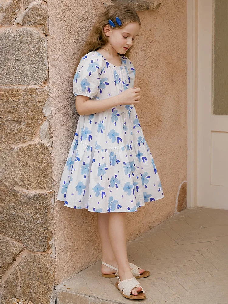 Prinzessinnen-Kleid für Mädchen in Lila mit Patchwork-Design – Sommermode für Kinder von 3 bis 14 Jahren