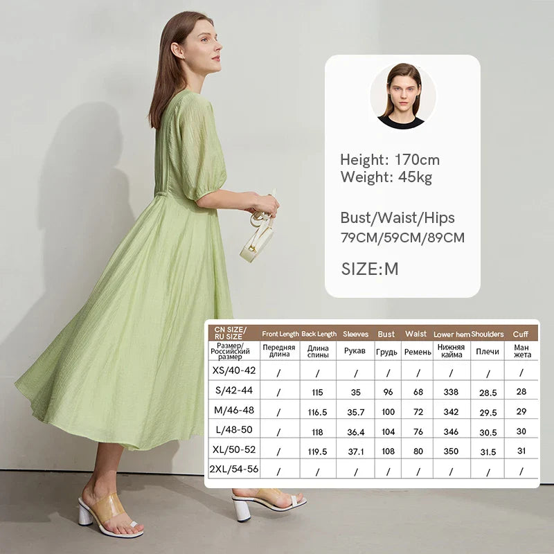 Langes Damen-Hemdblusenkleid mit A-Linien-Schnitt und langen Ärmeln – ideal fürs Büro